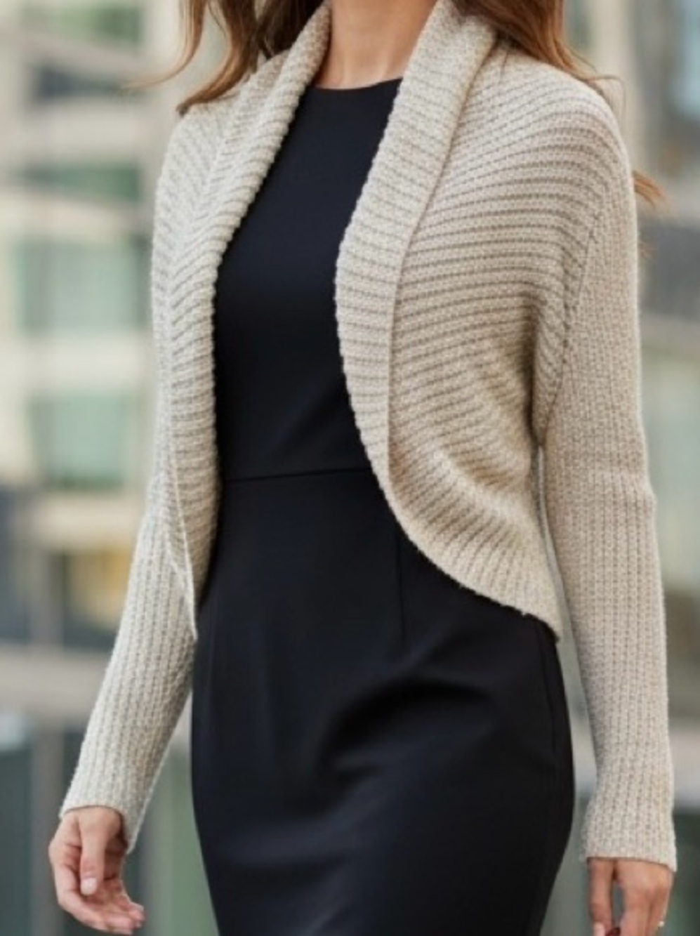 WHBM Cropped Open-Front Shawl Cardigan Size M - Picture 3 of 12